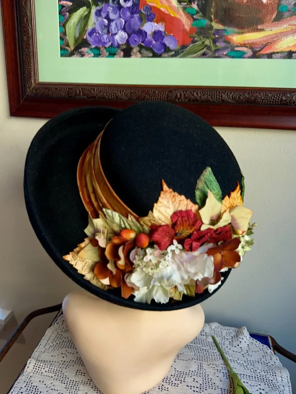 The Ultimate Fall Hat - Vintage Victorian Style Picture Hat in Autumn Colors